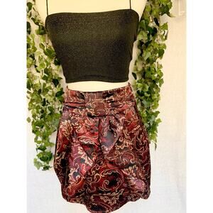 Modern Love Red Black High waist paisley Print Mini Skirt Juniors 3 womens Small